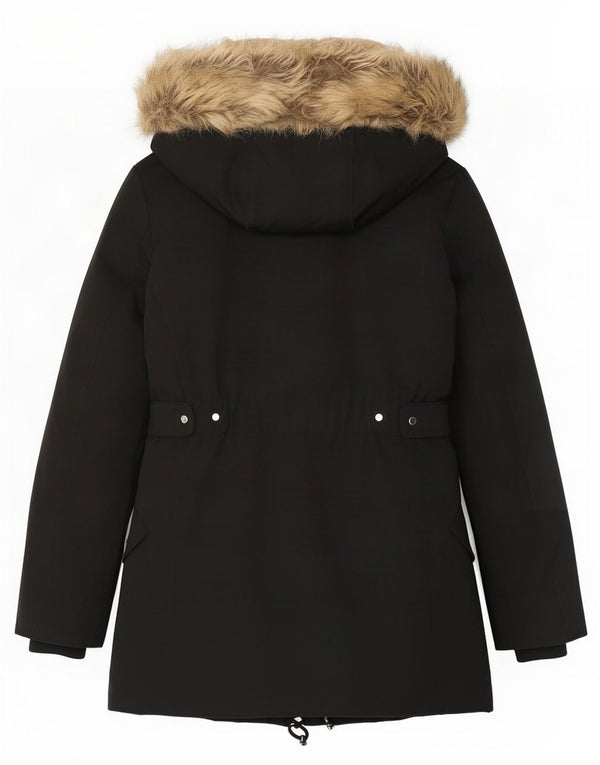 Zara Γυναικείο Extreme Hooded Sherpa Parka Jacket UK 6 XS Black