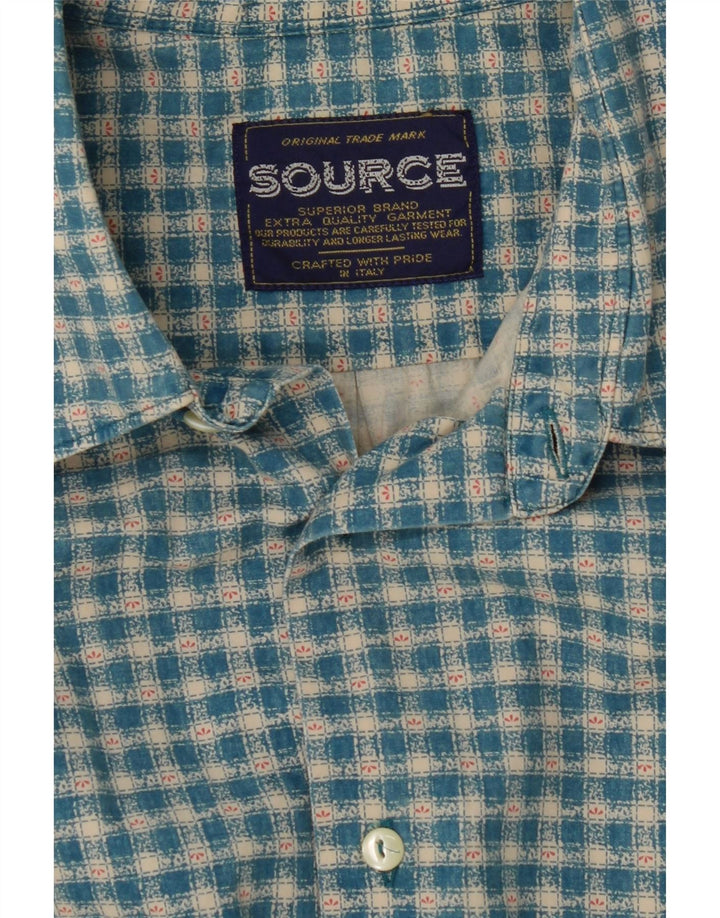 VINTAGE Mens Shirt XL Blue Check Cotton Vintage Vintage and Second-Hand Vintage from Messina Hembry 