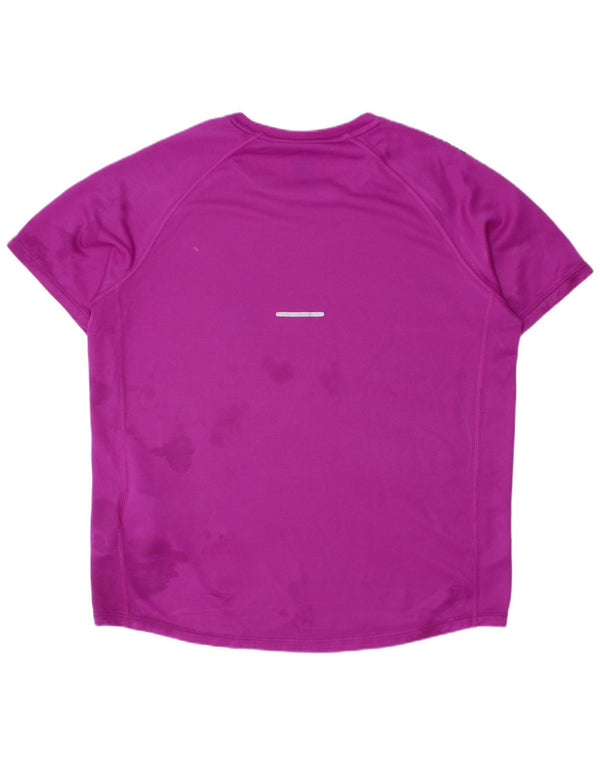 Asics Boys T-Shirt Top 10-11 Years Small Purple ριγέ πολυεστέρας