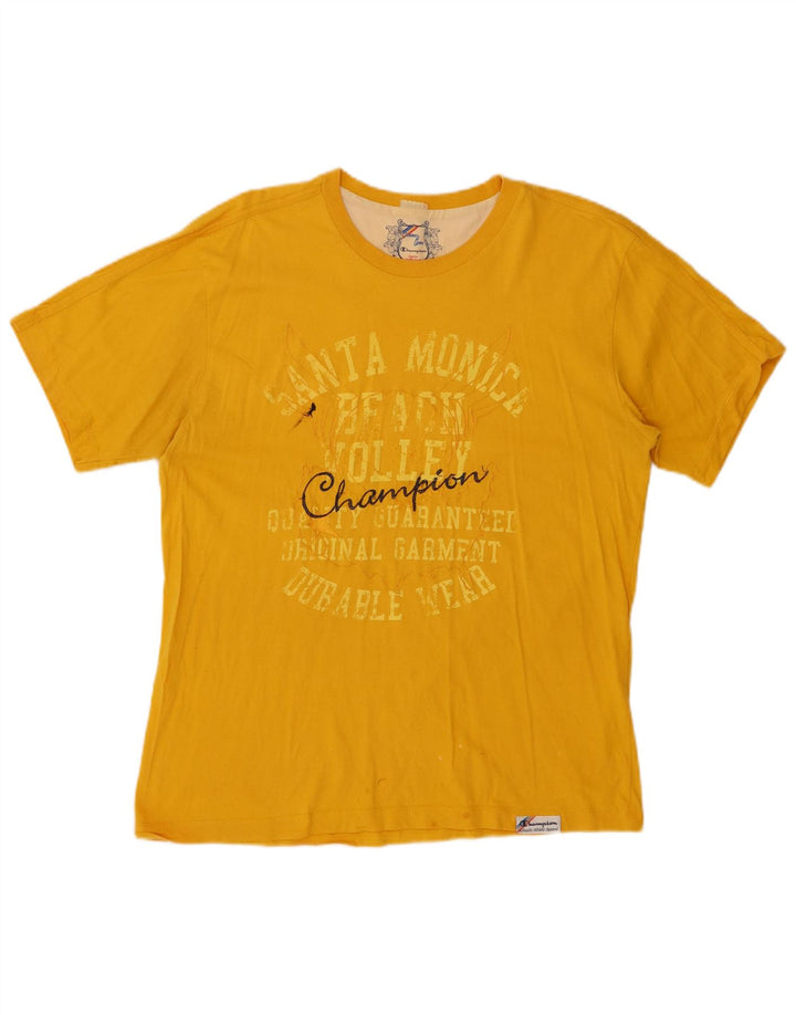 CHAMPION Ανδρικό γραφικό T-Shirt Top Large Yellow