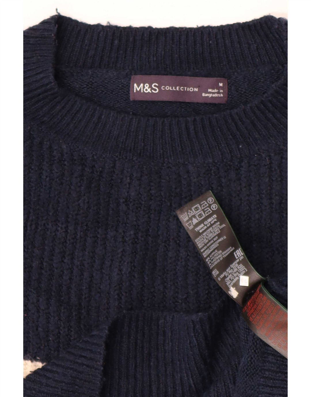 Marks & Spencer Γυναικείο πουλόβερ με λαιμόκοψη UK 14 Medium Navy Blue
