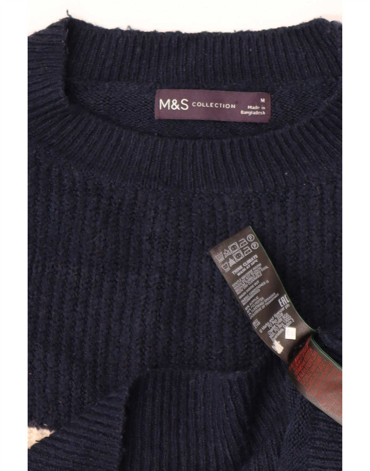 Marks & Spencer Γυναικείο πουλόβερ με λαιμόκοψη UK 14 Medium Navy Blue