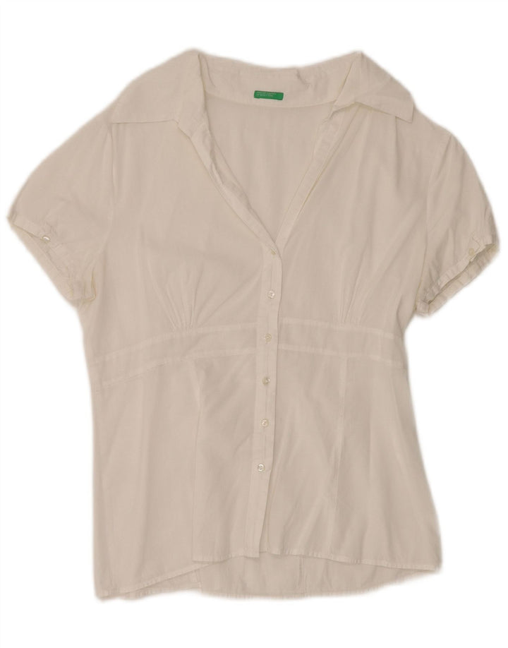 Γυναικείο κοντομάνικο μπλουζάκι Benetton UK 12 Medium White