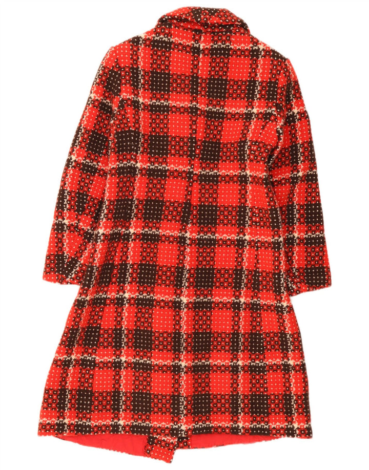 Vintage γυναικείο παλτό με διπλό στήθος UK 8 Small Red Check
