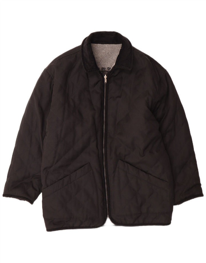 VINTAGE Ανδρικό γραφικό αναστρέψιμο μπουφάν φλις UK 38 Medium Grey Fair Isle