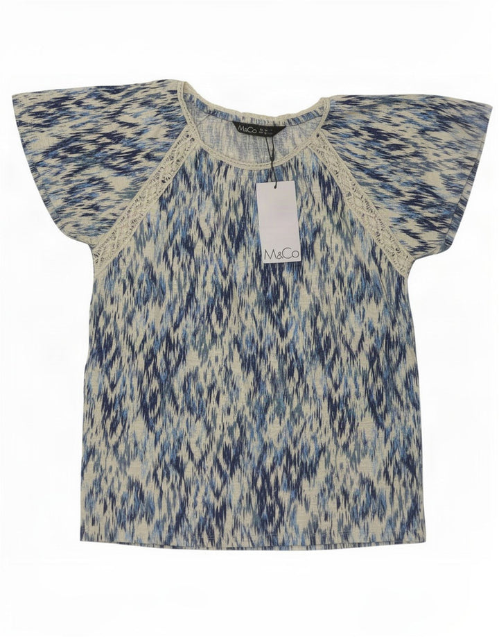 M&Co Γυναικεία Μπλούζα Τοπ UK 10 Small Blue Ikat Cotton