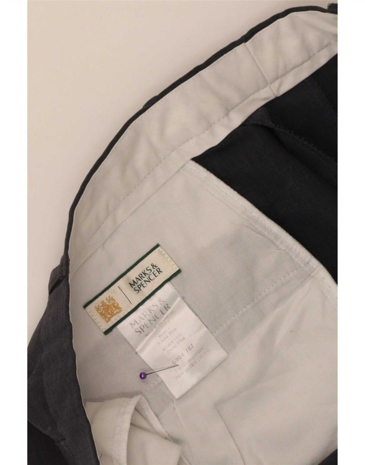 Ανδρικό ίσιο παντελόνι Marks & Spencer W38 L31 Navy Blue Polyester