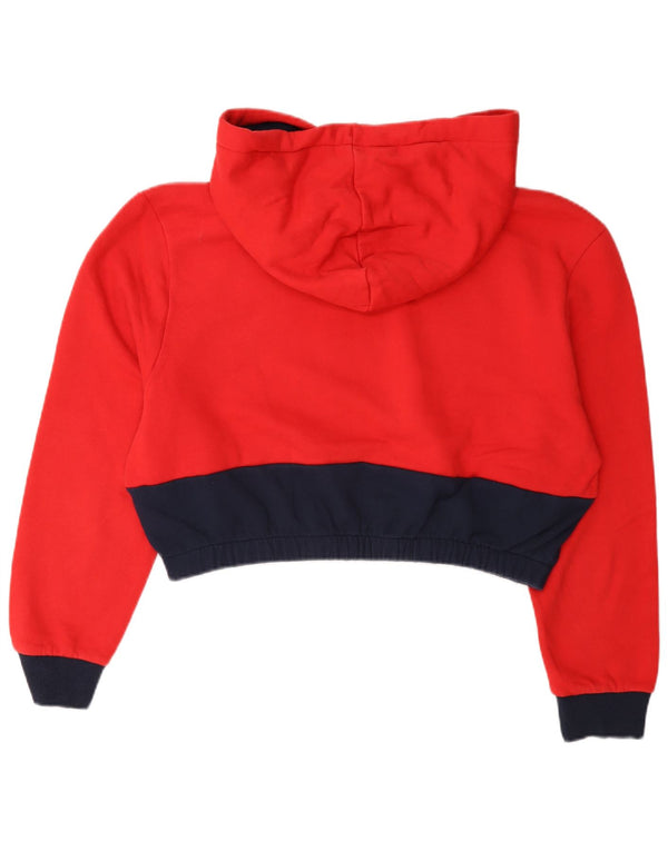 Fila Womens Crop Graphic Hoodie Jumper UK 18 XL Red Colourblock