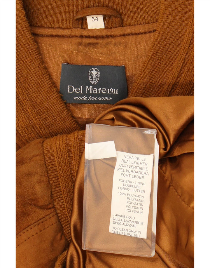 Vintage Ανδρικό Suede Bomber Jacket IT 54 2XL Καφέ Δερμάτινο