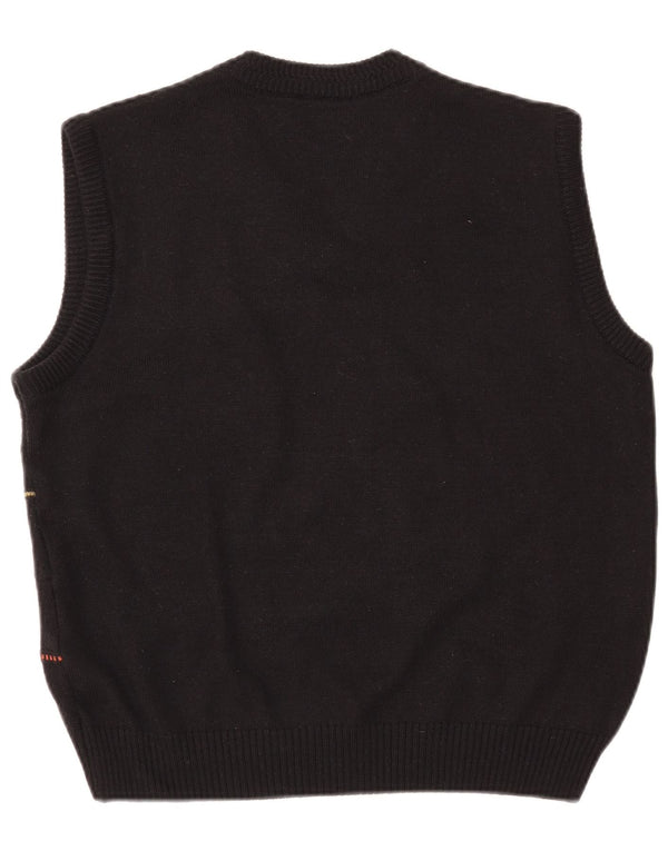 Γυναικείο γιλέκο VINTAGE Tank Top UK 14 Μεγάλο μαύρο ριγέ μαλλί