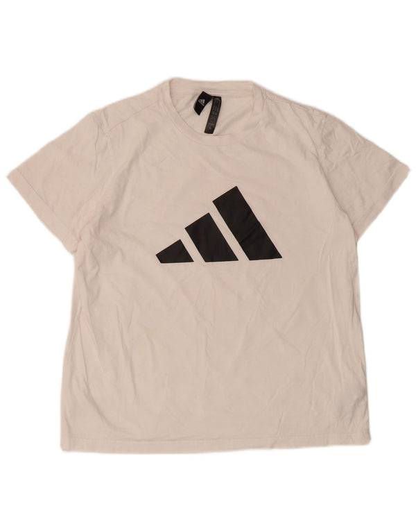 Γυναικείο γραφικό μπλουζάκι Adidas Top UK 12/14 Μεσαίο λευκό βαμβακερό