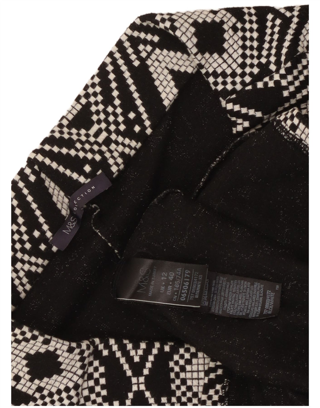 Marks & Spencer Γυναικεία Pencil Φούστα UK 12 Medium W30 Black Geometric