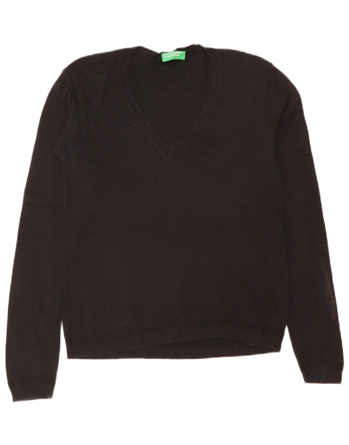 Γυναικείο πουλόβερ Benetton με V λαιμόκοψη UK 12 Medium Black