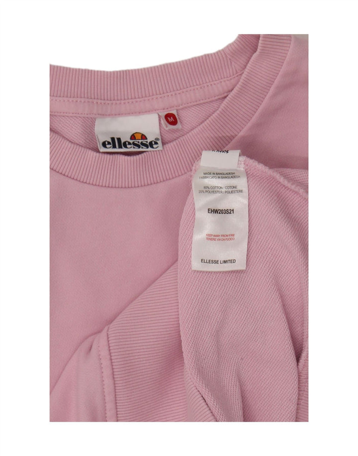 ELLESSE Womens Graphic Sweatshirt Jumper UK 14 Medium Pink Cotton