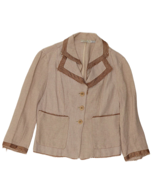 Pinko Γυναικείο σακάκι με 3 κουμπιά UK 8 Small Beige Βαμβακερό