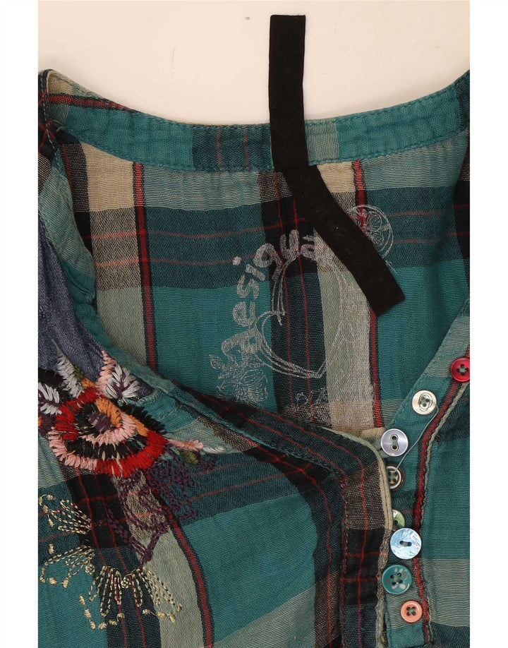 Γυναικεία μακρυμάνικη μπλούζα Desigual Top UK 16 Large Turquoise Check