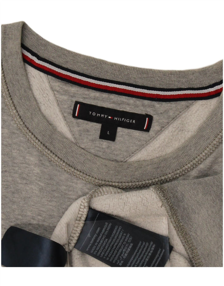 Γραφικό ανδρικό φούτερ Tommy Hilfiger Jumper μεγάλο γκρι βαμβακερό