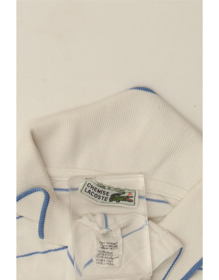 Ανδρικό πουκάμισο πόλο Lacoste, νούμερο 4, μέτριο λευκό βαμβακερό ριγέ