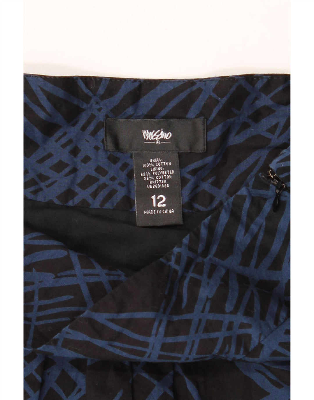 MOSSIMO Womens Abstract Pattern A-Line Skirt US 12 Large W34  Black Cotton Vintage Mossimo and Second-Hand Mossimo from Messina Hembry 