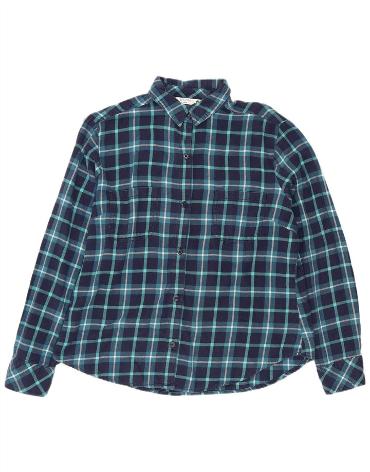 LEE Womens Riders Flannel πουκάμισο UK 14 Medium Navy Blue καρό