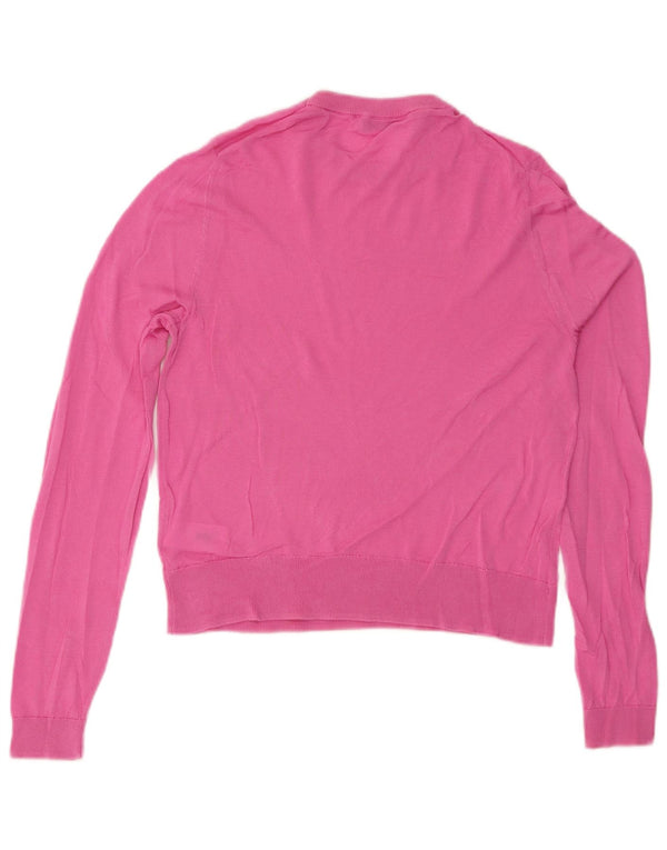 Zara Γυναικείο πουλόβερ με λαιμόκοψη UK 12 Medium Pink Lyocell