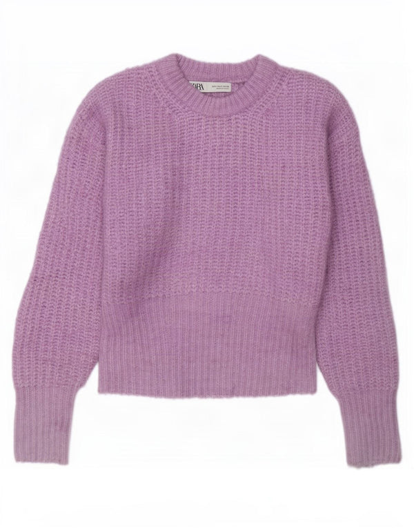 Zara Γυναικείο πουλόβερ με λαιμόκαυστο UK 10 Small Purple Polyester