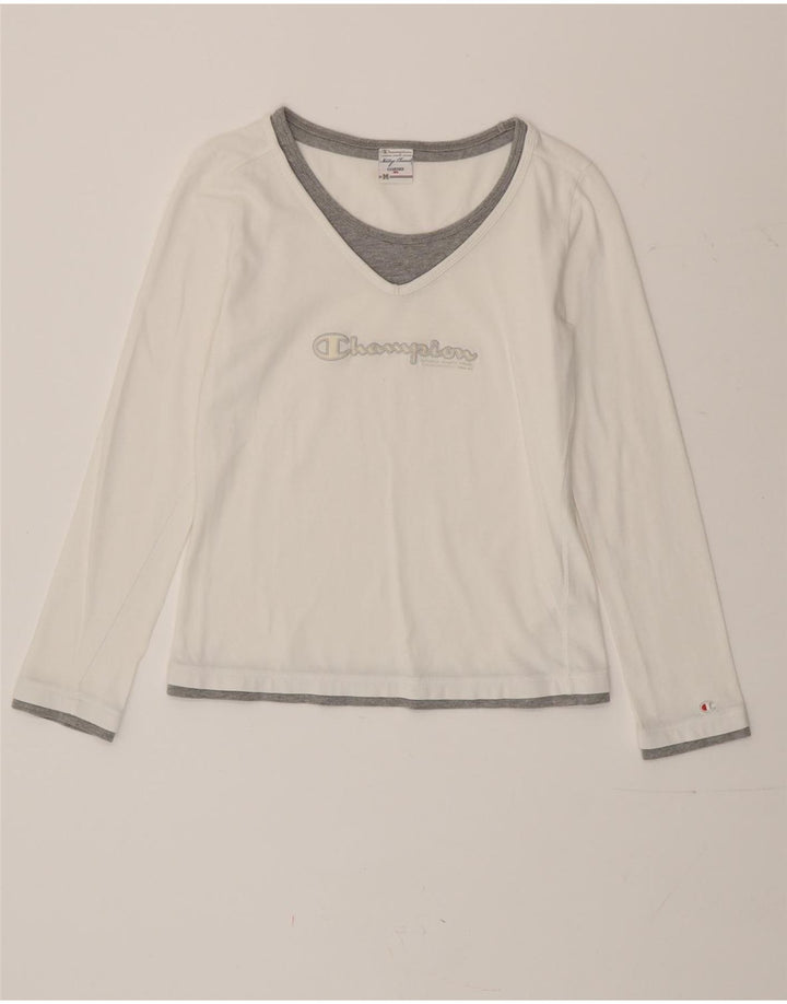 Champion Womens Graphic Top μακρυμάνικο UK 12 Medium White