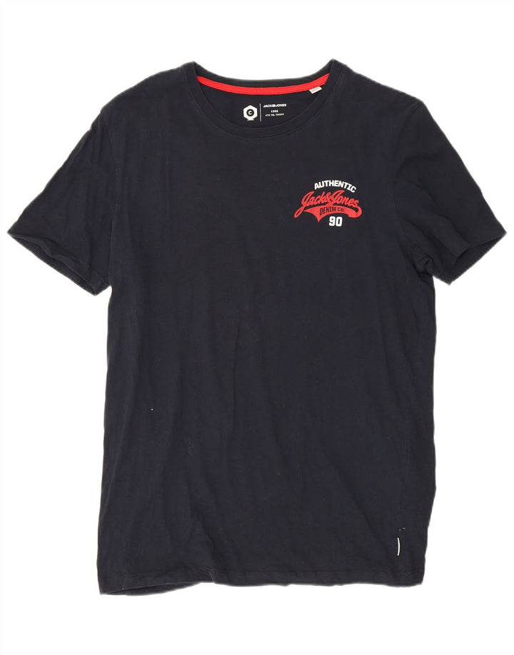 Ανδρικό γραφικό μπλουζάκι Jack & Jones Τοπ μεσαίου μπλε βαμβακερό
