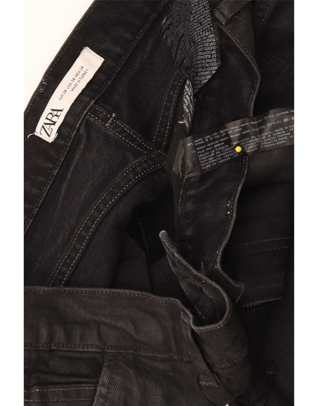 Zara Mens Cargo Slim Jeans EU 38 Small W30 L30 Μαύρο βαμβακερό