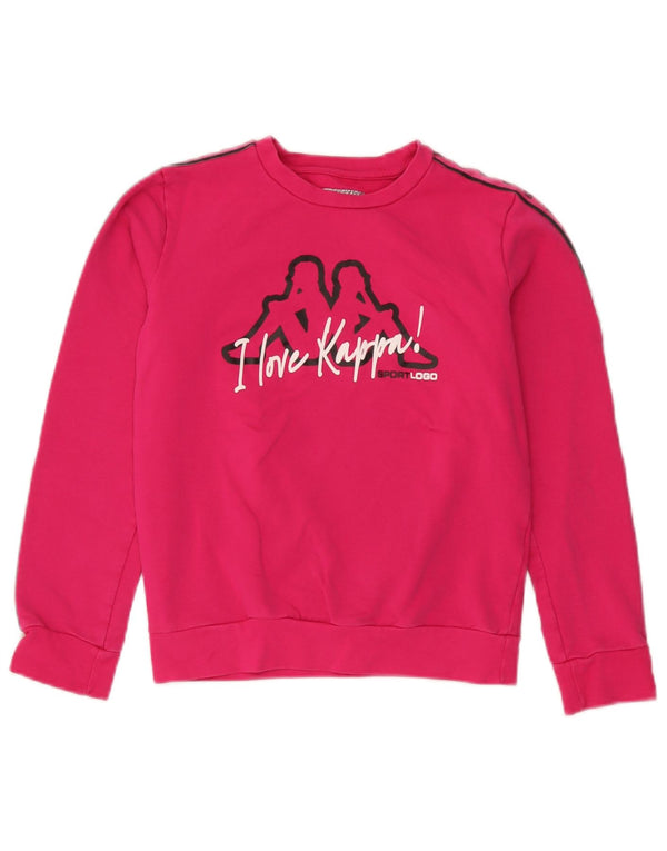 Kappa Girls Graphic Φούτερ Jumper 13-14 Years Pink Cotton