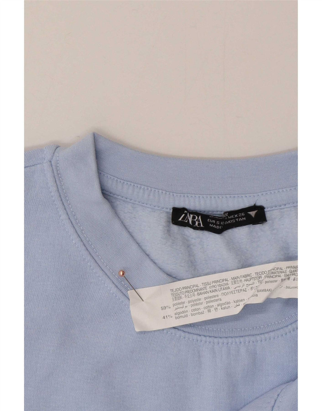 Zara Γυναικεία φούτερ μεγάλης κλίμακας Crop Jumper UK 10 Small Blue Polyester