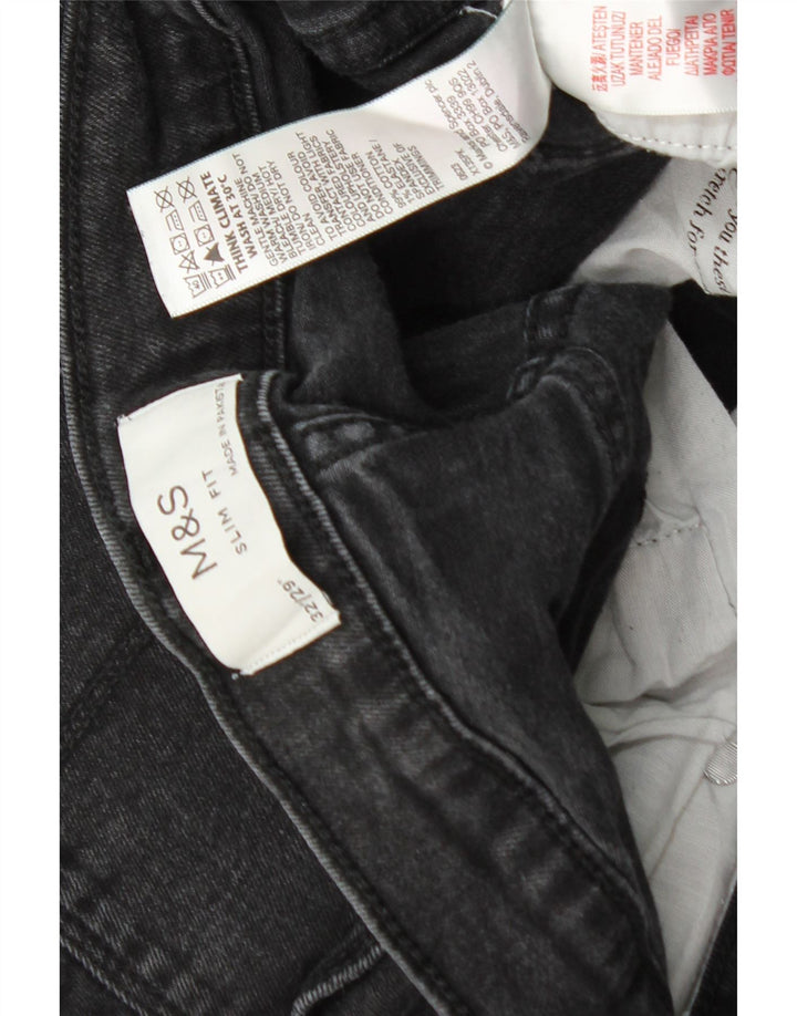 Marks & Spencer Ανδρικό Slim Jeans W32 L26 Μαύρο βαμβακερό
