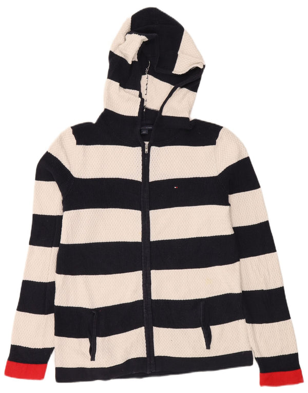 TOMMY HILFIGER Womens Cardigan Sweater UK 16 Large Navy Blue Striped