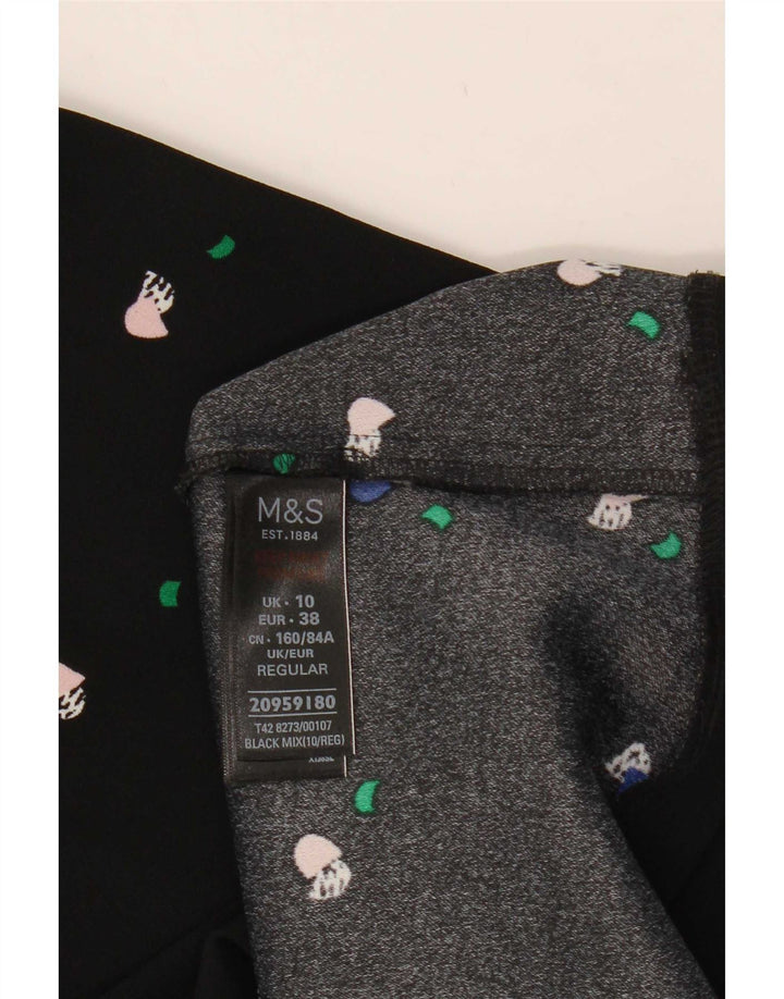 Marks & Spencer Γυναικείο Abstract Pattern φόρεμα A-Line UK 10 Small Black
