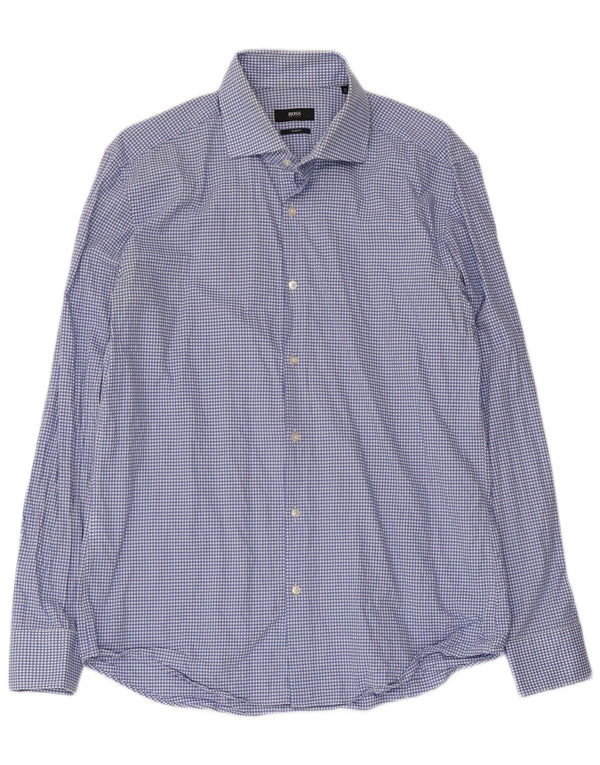 Ανδρικό πουκάμισο Hugo Boss Slim Fit Size 42 16 1/2 Large Blue Gingham Cotton