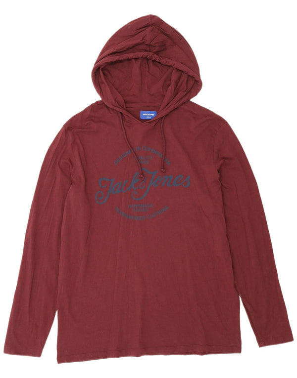 Jack & Jones Ανδρική κουκούλα γραφικό μακρυμάνικο 2XL μπορντό