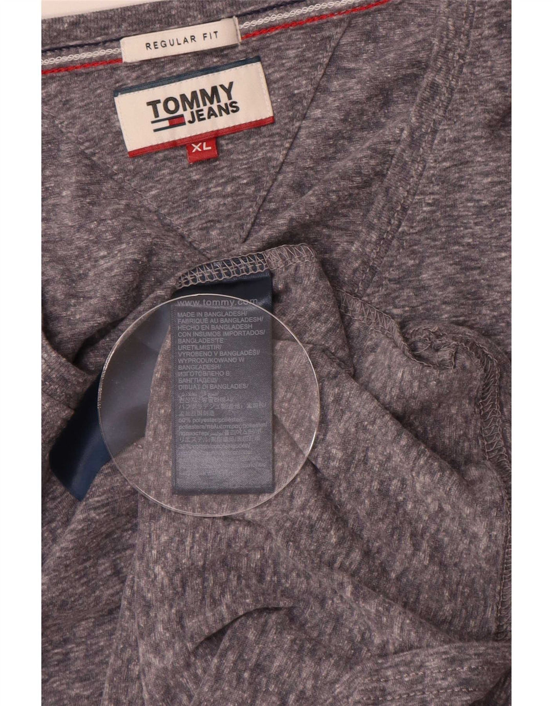 Tommy Hilfiger Ανδρικό T-Shirt με κανονική εφαρμογή Top XL με γκρι φλύκταινες πολυεστέρα