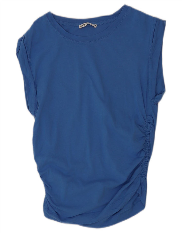Zara Γυναικεία Αμάνικη Μπλούζα Τοπ UK 10 Small Blue