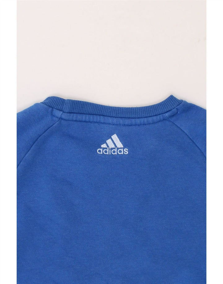 ADIDAS Boys Graphic Sweatshirt Jumper 3-4 Years Blue Cotton Vintage Adidas and Second-Hand Adidas from Messina Hembry 