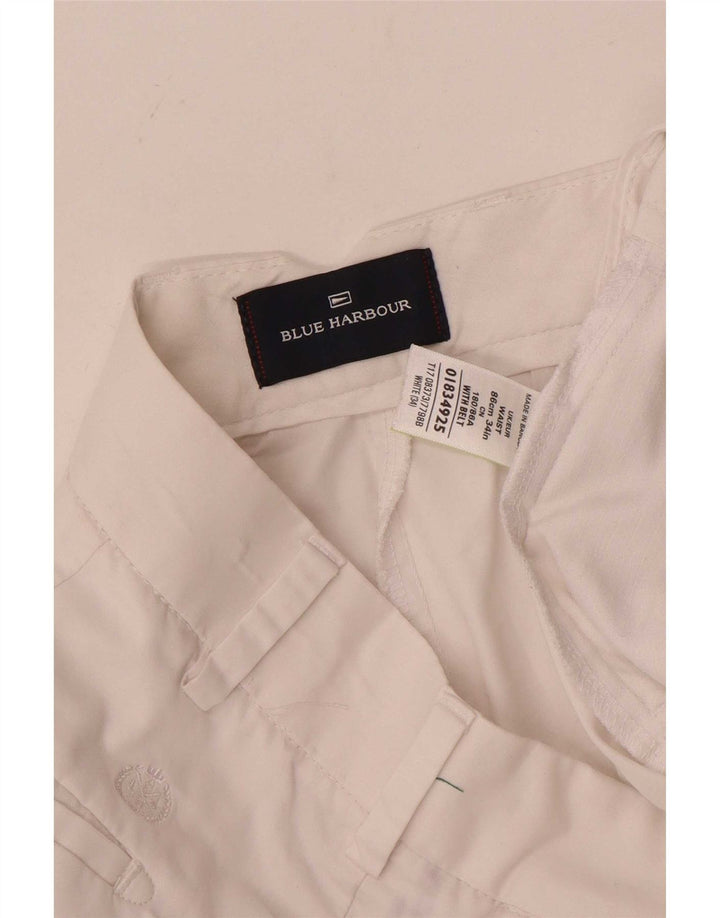 Ανδρικό σορτς chino Marks & Spencer, μπλε Harbor W34 μεγάλο λευκό βαμβακερό