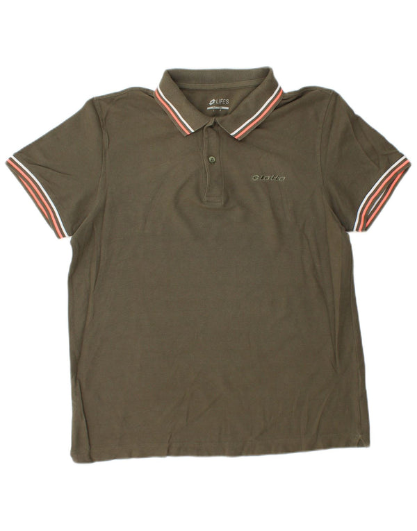 Μπλουζάκι πόλο Lotto Mens Life από μεσαίο χακί βαμβάκι