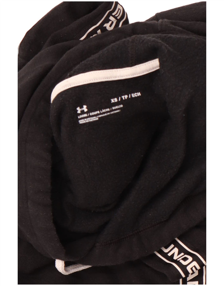 UNDER ARMOR Γυναικείο υπερμεγέθη γραφικό Crop Hoodie Jumper UK 6 XS Μαύρο