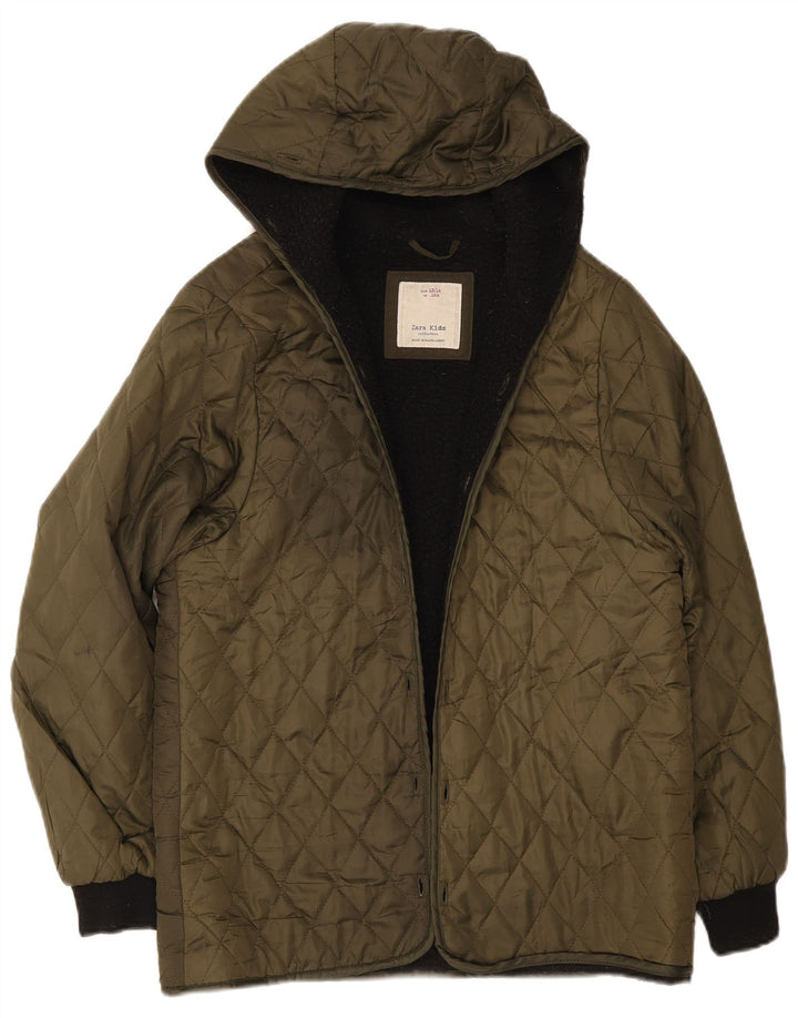 Zara Boys Hooded Liner Καπιτονέ μπουφάν 13-14 ετών Χακί Πολυεστέρας