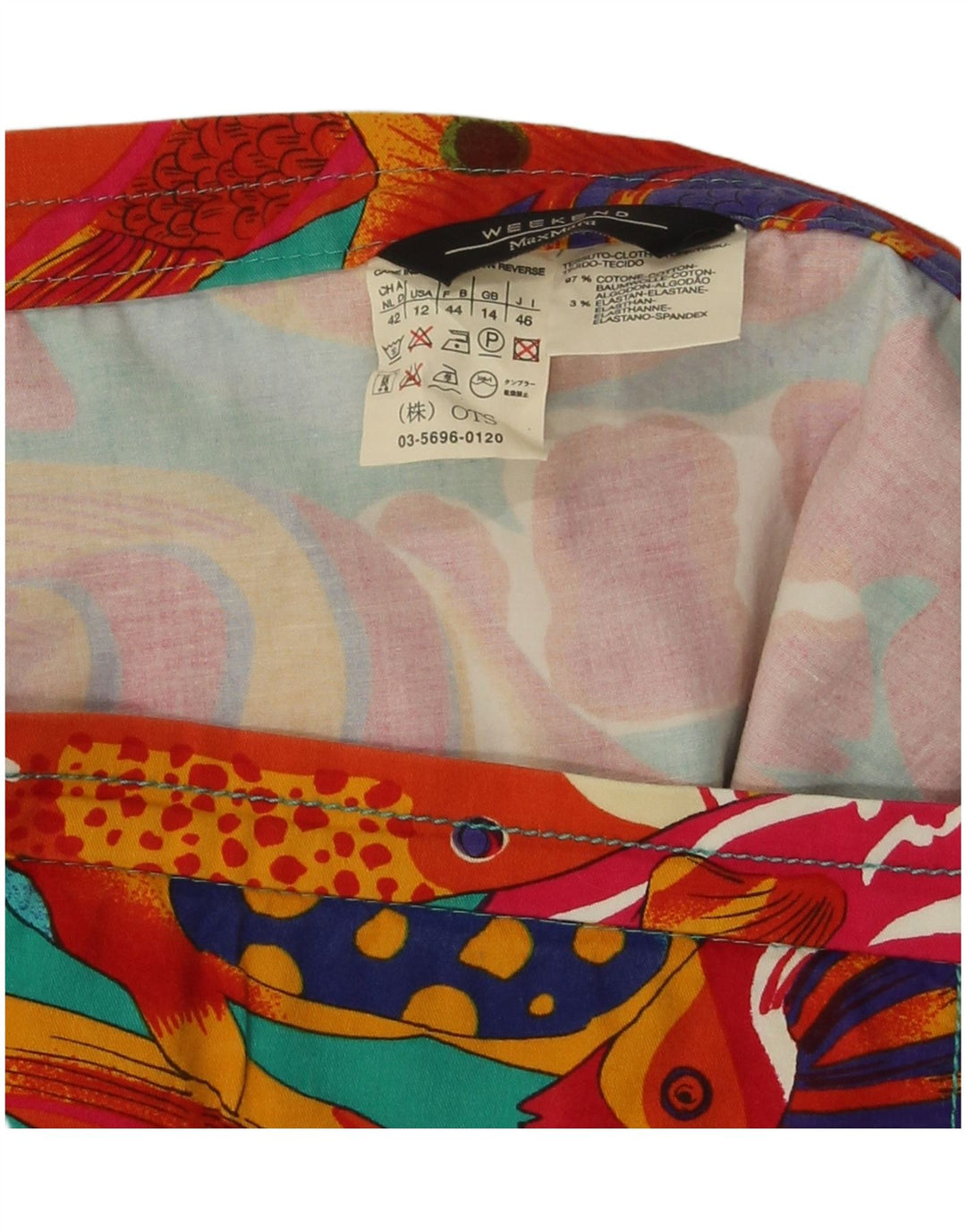 MAX MARA Γυναικεία ίσια φούστα Σαββατοκύριακου UK 14 Μεγάλη W30 Πολύχρωμη