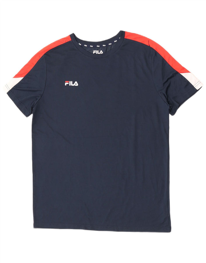 Ανδρικό T-Shirt Fila Top Large Navy Blue Colorblock Πολυεστέρας