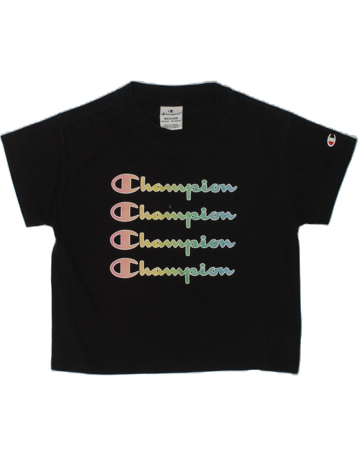 CHAMPION Girls Graphic T-Shirt Top 9-10 Years Medium Black | Vintage Champion | Thrift | Second-Hand Champion | Used Clothing | Messina Hembry 