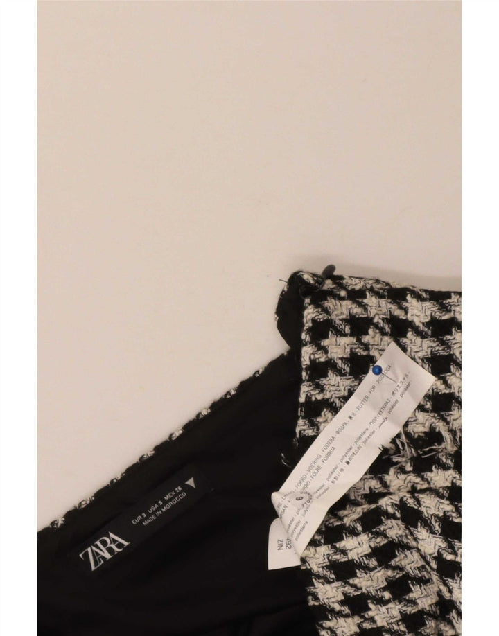 Zara Γυναικεία Μίνι Φούστα Μικρή W26 Μαύρη Houndstooth Πολυεστέρας