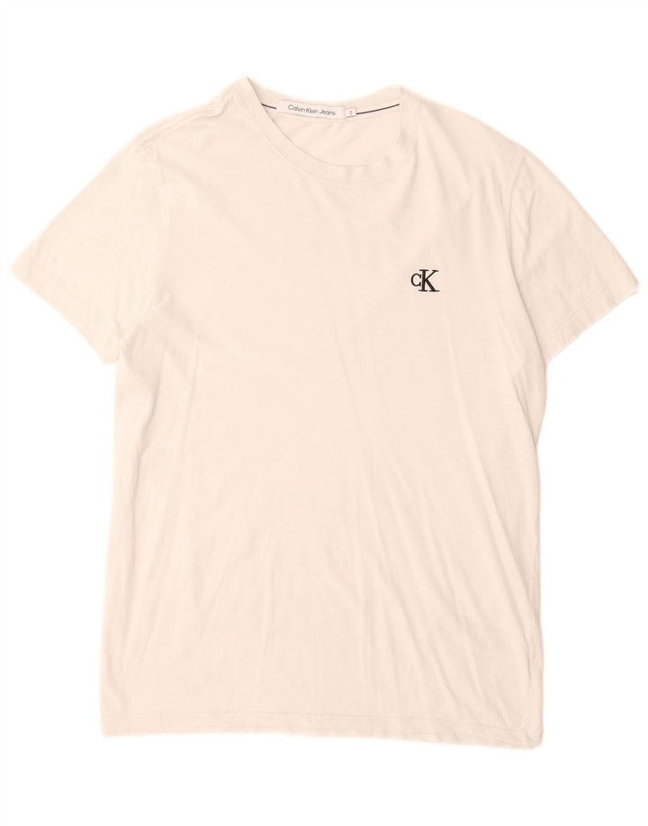 Ανδρικό T-Shirt τζιν Calvin Klein Τοπ μεσαίο λευκό βαμβακερό