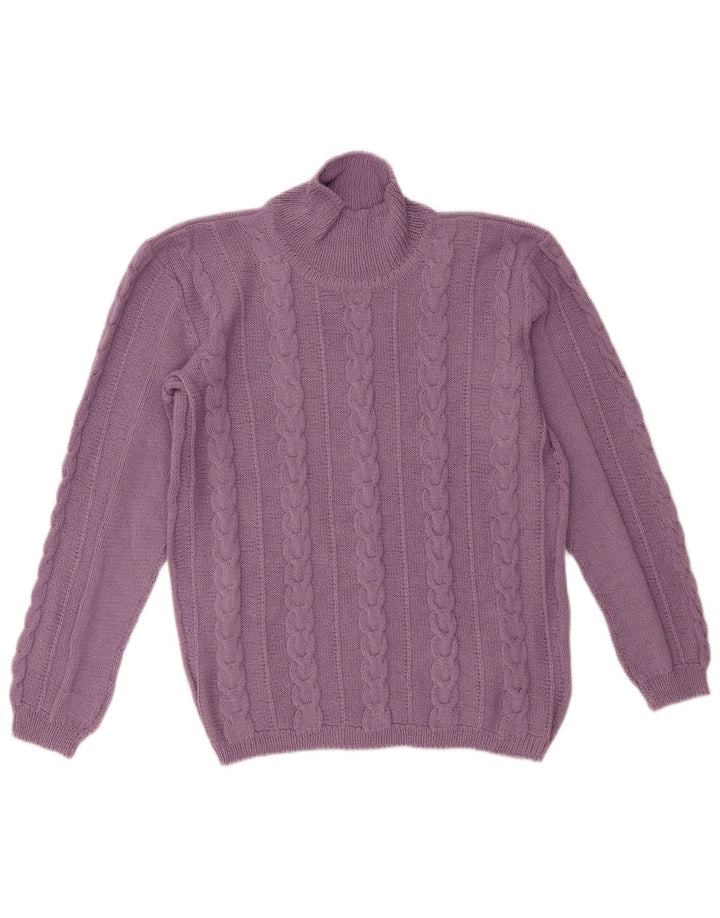 Vintage γυναικείο πουλόβερ με λαιμό χελώνα UK 14 Medium Purple