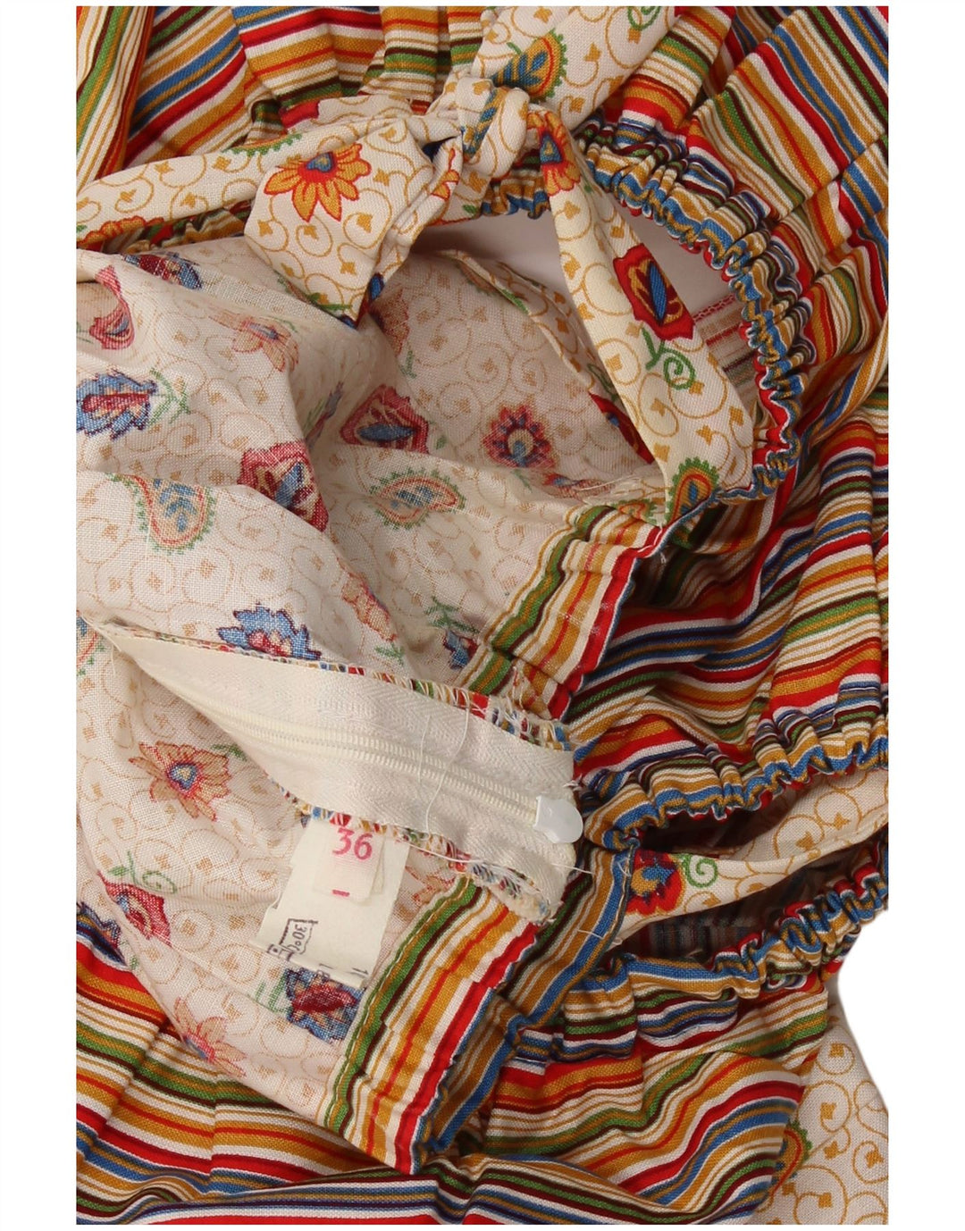 VINTAGE Γυναικείο Αμάνικο Φόρεμα ΕΕ 36 Μικρό Μπεζ Paisley Βαμβακερό